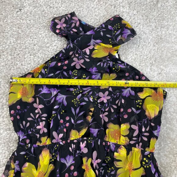 Buddy Love Pepper Enchanted Halter Maxi Dress Lined Black Purple NEW - Picture 12 of 15